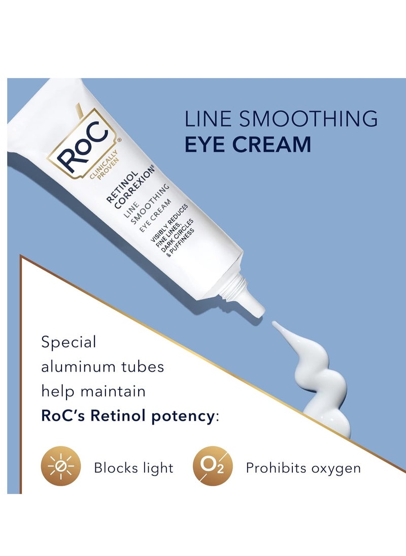 RoC - RoC Retinol Correxion Under Eye Cream for Dark Circles & Puffiness, Daily Wrinkle Cream, Anti Aging Line Smoothing Skin Care Treatment for Women and Men, 0.5 oz (Packaging May Vary) - Image 1