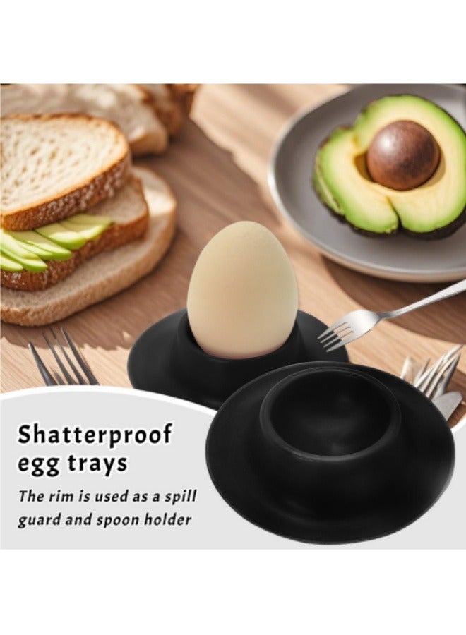 2 Pack Egg Cup Holder, ABS Shatterproof Egg Holder Egg Cup, Suitable For Home Restaurant, Kitchen Utensils (Black) - Image 1