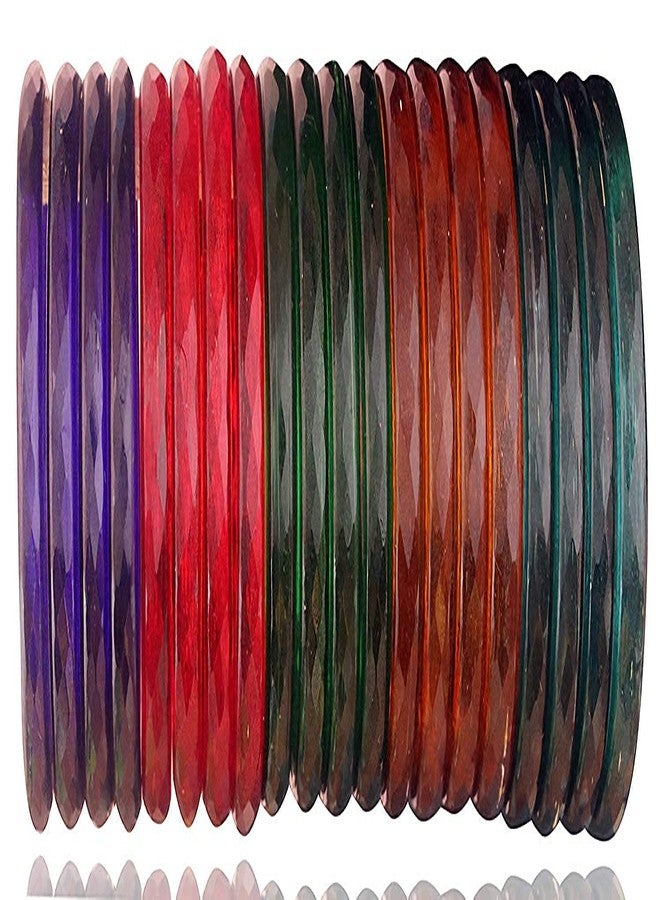 NMII Glass with Diamond Cut Pattern Glossy Finished Kada Set For Women and Girls, (GV345-Chalmerabhai_2.8 Inches), Pack Of 20 Kada Set - Image 5