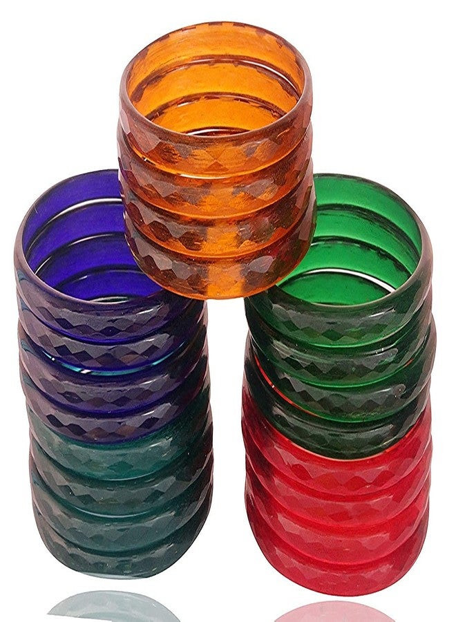 NMII Glass with Diamond Cut Pattern Glossy Finished Kada Set For Women and Girls, (GV345-Chalmerabhai_2.8 Inches), Pack Of 20 Kada Set - Image 3