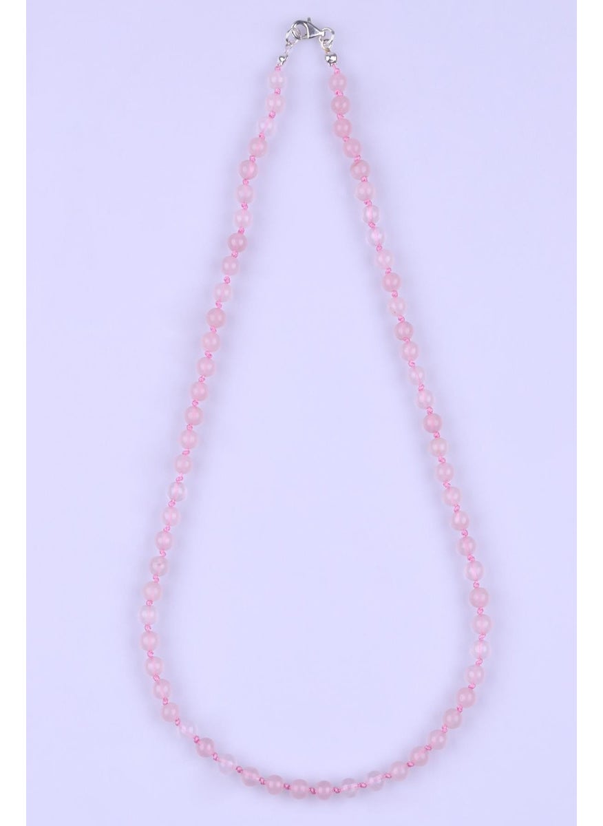 Güneş Avm Gunes Avm Pink Quartz Natural Stone 6 mm Knotted Necklace  - Image 2