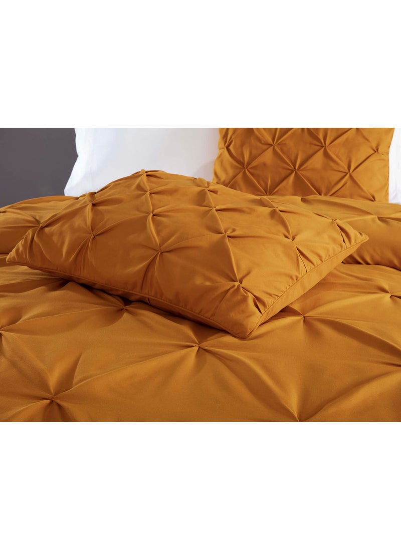 Chezmoi Collection Chezmoi Collection Berlin Spice Orange Pinch Pleat Full Comforter Set  3-Piece (Comforter and Pillow Shams) - Soft Pintuck  Lightweight All Season Microfiber  - Image 3