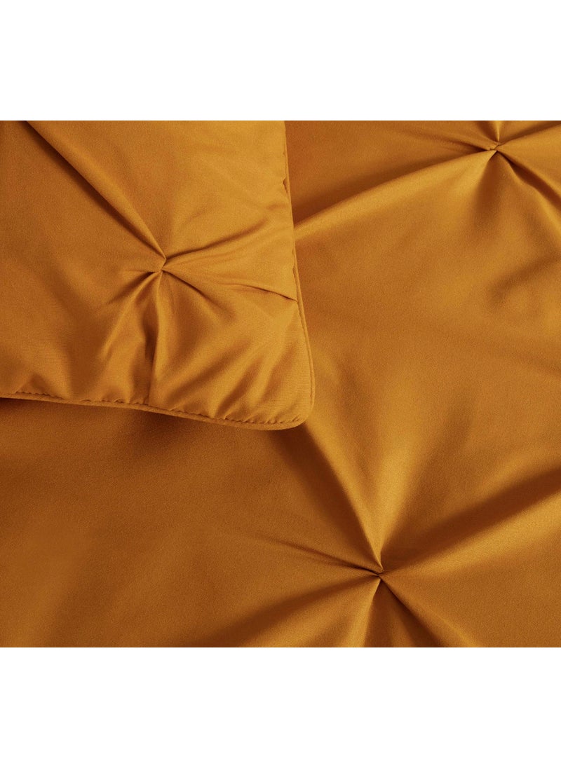 Chezmoi Collection Chezmoi Collection Berlin Spice Orange Pinch Pleat Full Comforter Set  3-Piece (Comforter and Pillow Shams) - Soft Pintuck  Lightweight All Season Microfiber  - Image 4
