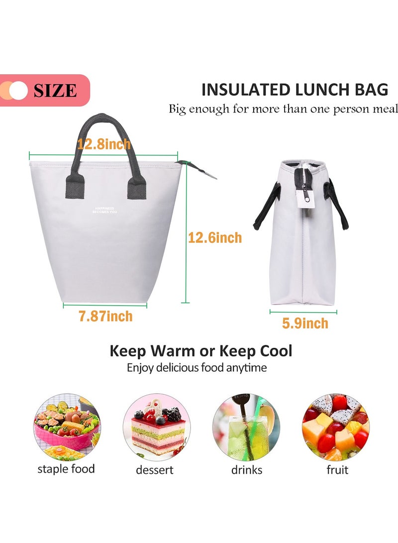 جيكون رمادي كبير معزول الغداء حقيبة للنساء الرجال ، الكبار قابلة لإعادة الاستخدام بسيطة بينتو الغداء حقيبة حاوية لحفظ طعام الغداء حقيبة لحفظ طعام الغداء ل علب الاغذية ل نزهة العمل التنزه الشاطئ - Image 4