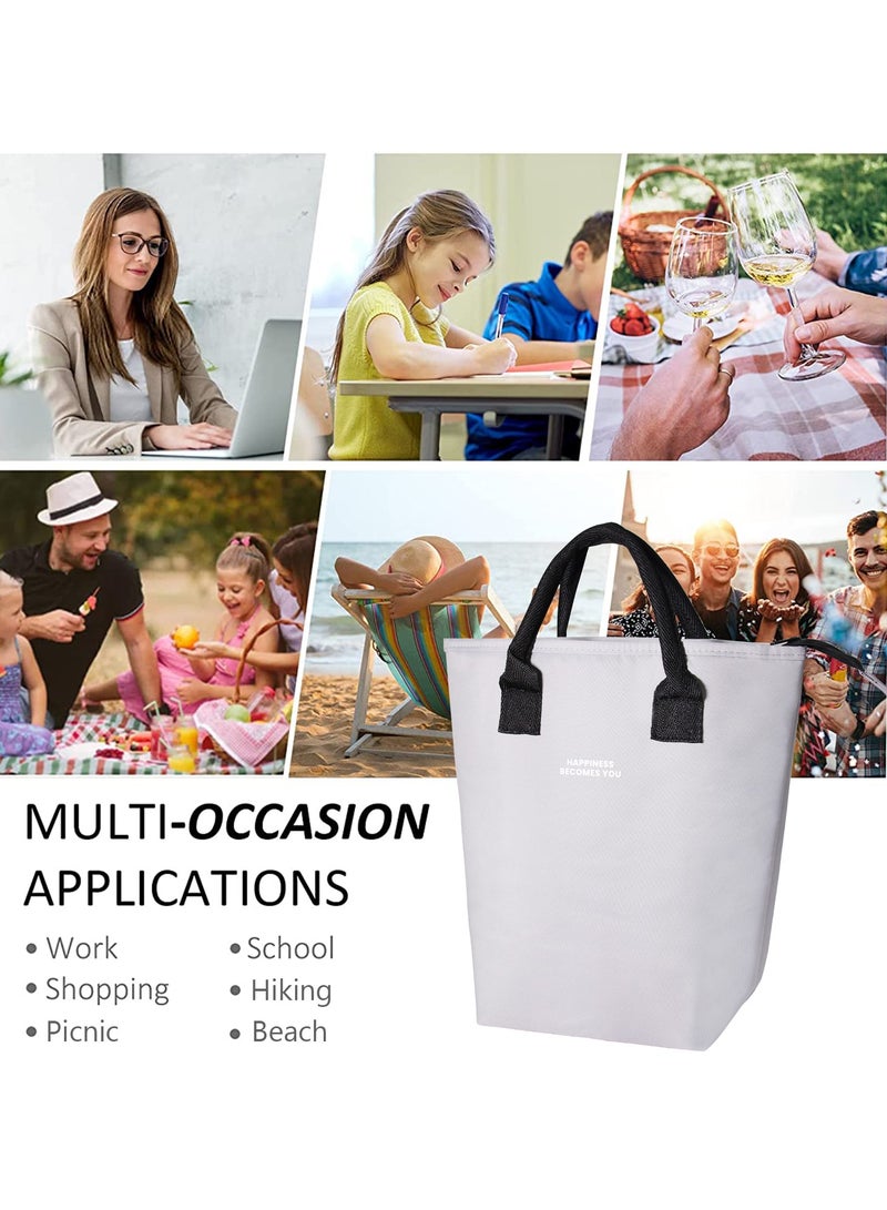 جيكون رمادي كبير معزول الغداء حقيبة للنساء الرجال ، الكبار قابلة لإعادة الاستخدام بسيطة بينتو الغداء حقيبة حاوية لحفظ طعام الغداء حقيبة لحفظ طعام الغداء ل علب الاغذية ل نزهة العمل التنزه الشاطئ - Image 5