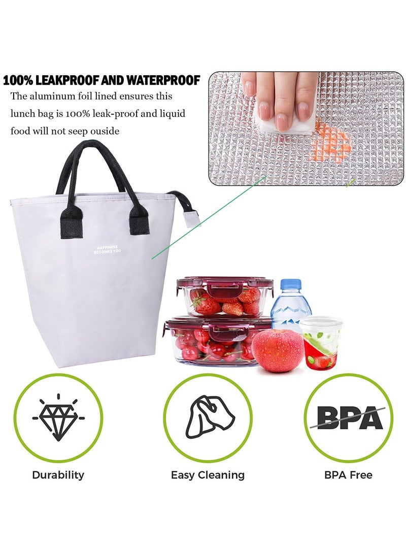 جيكون رمادي كبير معزول الغداء حقيبة للنساء الرجال ، الكبار قابلة لإعادة الاستخدام بسيطة بينتو الغداء حقيبة حاوية لحفظ طعام الغداء حقيبة لحفظ طعام الغداء ل علب الاغذية ل نزهة العمل التنزه الشاطئ - Image 3