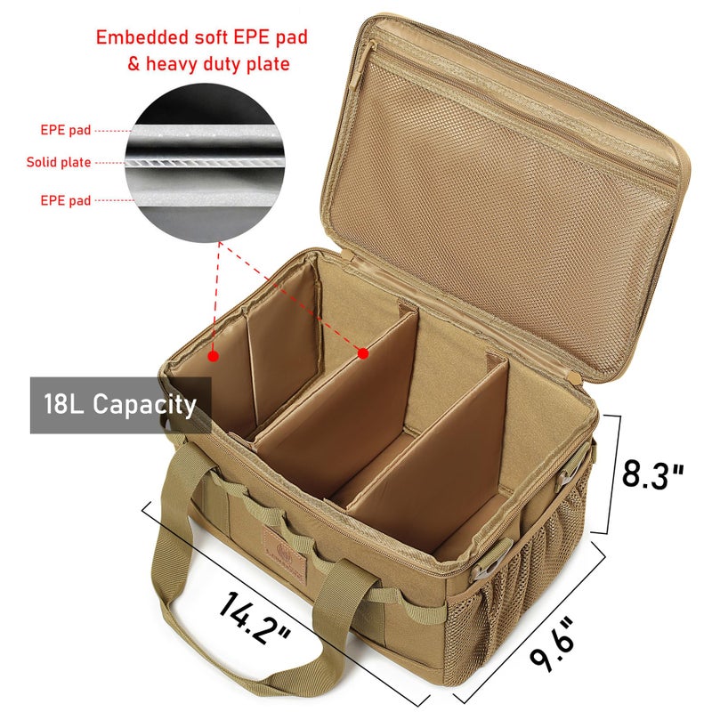 Lemubeane Tactical Camping Storage Bag 18L Tactical Utility Tote Bag Camping Cookware Organizer Trunk Organizer (Khaki) - Image 2