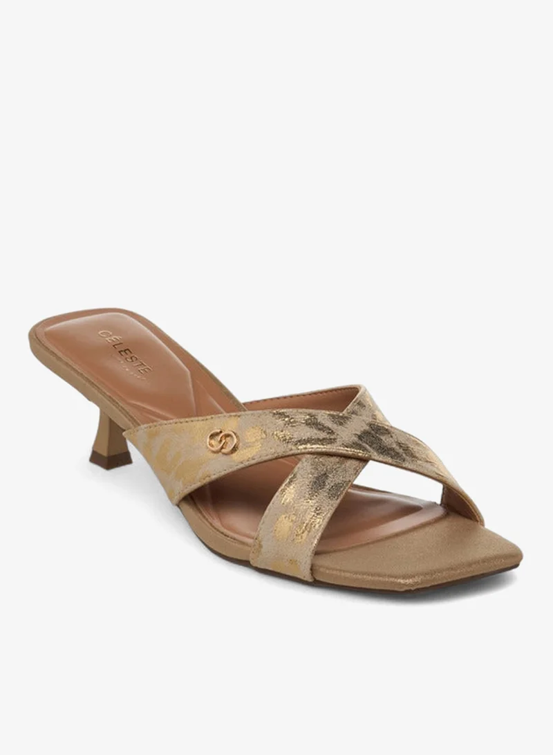 سيليست صنادل بكعب هريرة بحزام متقاطع للنساء