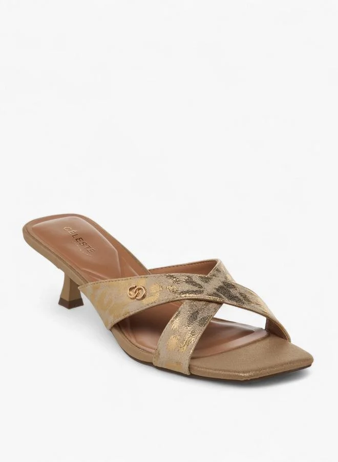 Celeste Women Cross Strap Kitten Heel Sandals