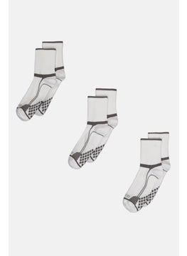 Men 3 Pair Diamond Cushion Comfort Crew Socks, White