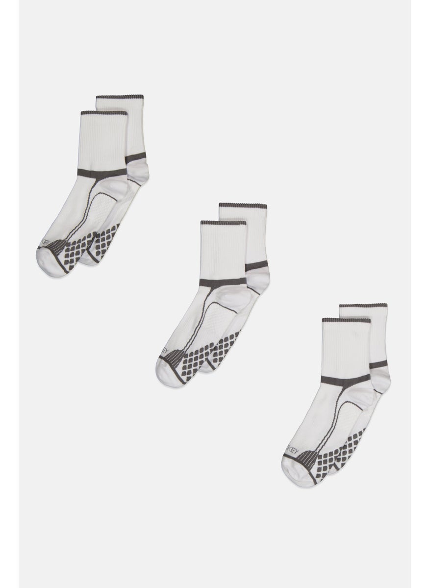 JOCKEY - Men 3 Pair Diamond Cushion Comfort Crew Socks, White - Image 1