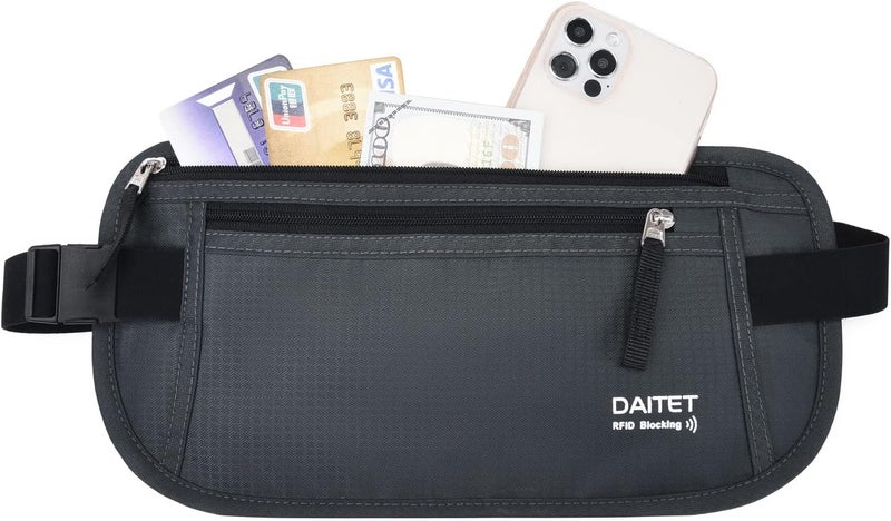 DAITET حزام النقود - حامل جواز السفر، محفظة سفر مخفية آمنة مع حجب RFID، ح��ام خفي للخصر - Image 2