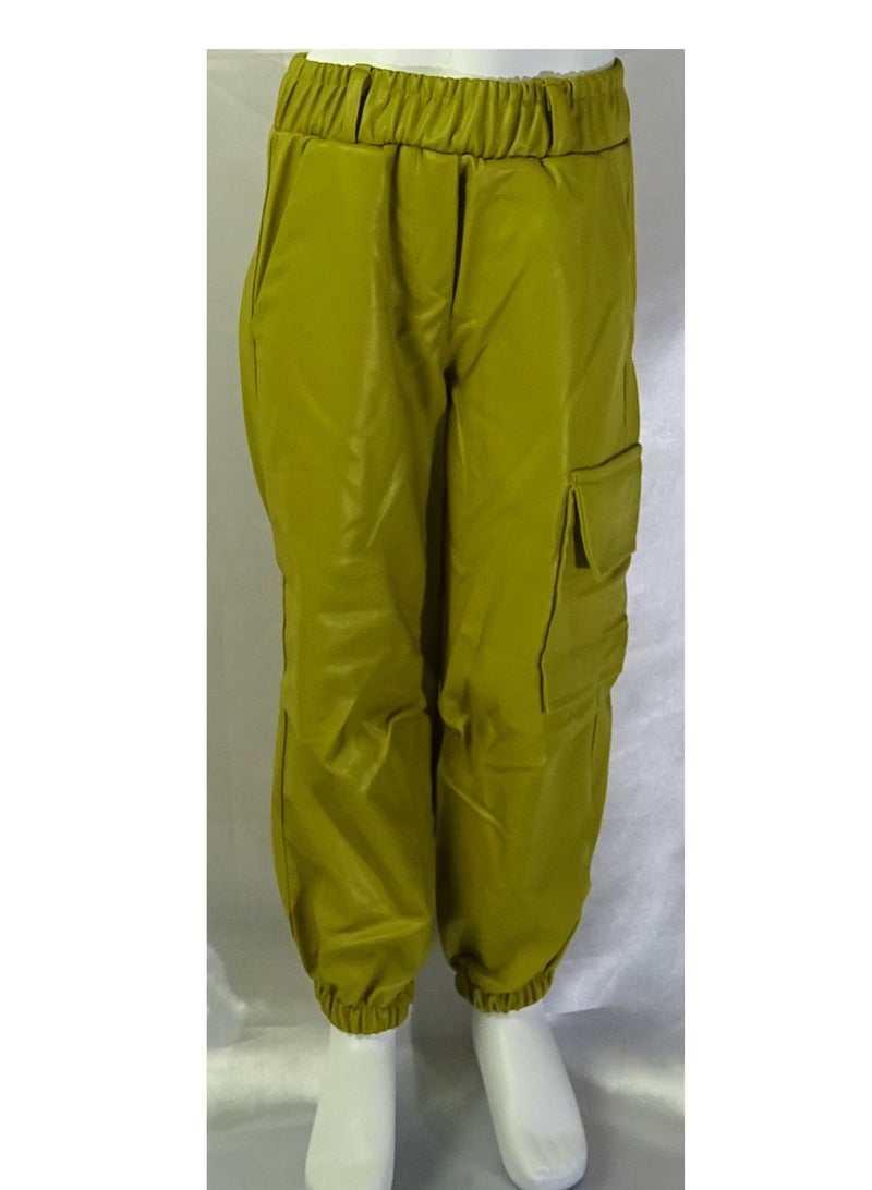 SHELTERE Turkish-made "Girls' solid-colored leather pants with multiple pockets from the Shelter collection 35608" - Image 2