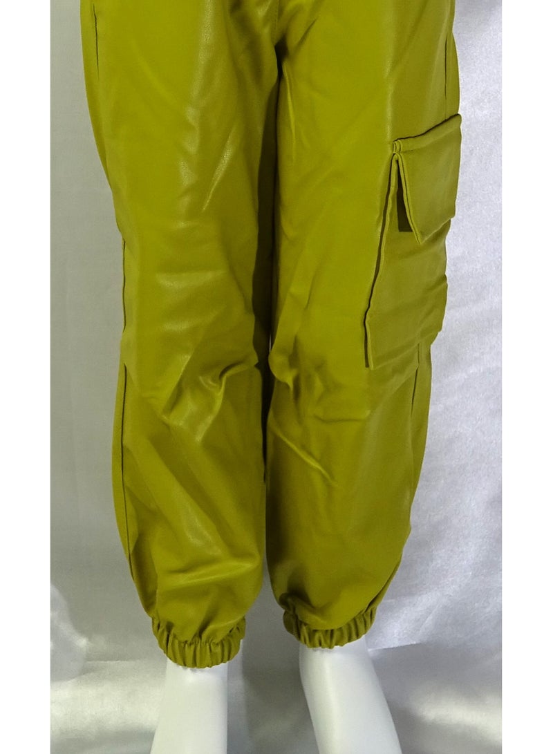 SHELTERE Turkish-made "Girls' solid-colored leather pants with multiple pockets from the Shelter collection 35608" - Image 4