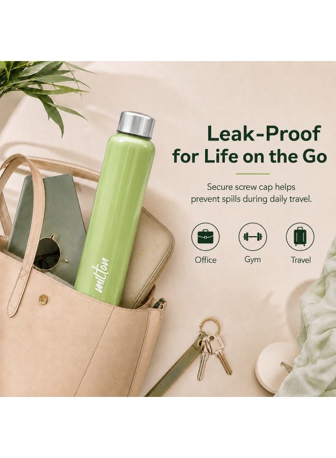 Milton Stainless Steel Water Bottle, 920 ml, Leakproof Lid for Everyday Hydration, Reusable Drinkware, Pizta Green, 1 Piece - Image 2