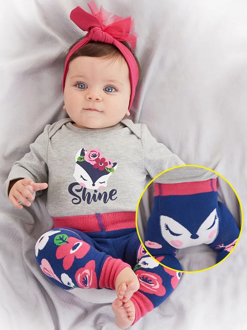 Denokids Fox Baby Girl Body Tights-Pants Set