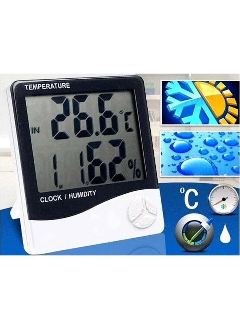 BarkoFix Digital Thermometer Temperature Humidity Meter Room Temperature Alarm Desk Clock