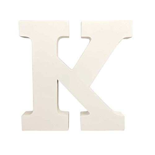 SMARTCAREWOOD Wooden K Letter- English Upper Case Alphabets Cutouts for Art and Craft Work (K_White_15x2.5 Cm) - Image 1