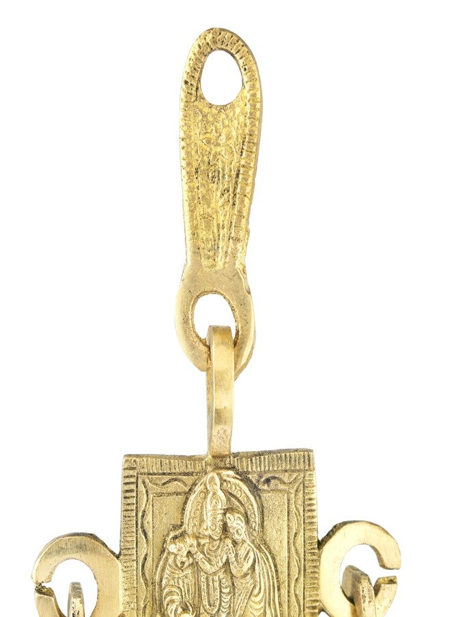 Aditri Creation 3 Bells Brass Decorative Radha Krishna Hanging Hindu Statue for Home Temple Use Statue Idol Figure with Unique for Door Wall Indian Traditional Festival New year Gifts Decor Housewarming(Size:-6"X3") - Image 3