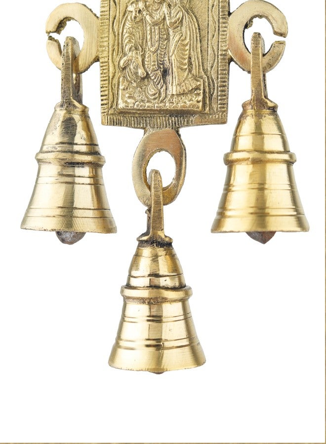 Aditri Creation 3 Bells Brass Decorative Radha Krishna Hanging Hindu Statue for Home Temple Use Statue Idol Figure with Unique for Door Wall Indian Traditional Festival New year Gifts Decor Housewarming(Size:-6"X3") - Image 2