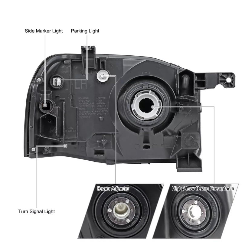 APSVE 2PCS Black Headlight Headlights Compatible with 2001 2002 2003 2004 Nissan Frontier (Base XE) Headlight+Corner Parking Turn Signal Marker Light - Image 4