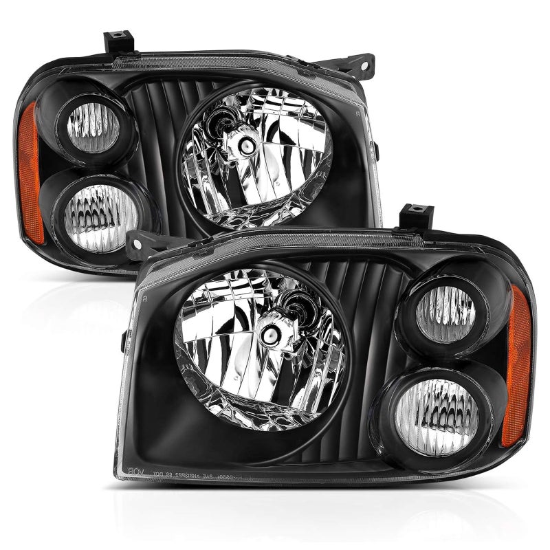 APSVE 2PCS Black Headlight Headlights Compatible with 2001 2002 2003 2004 Nissan Frontier (Base XE) Headlight+Corner Parking Turn Signal Marker Light - Image 1