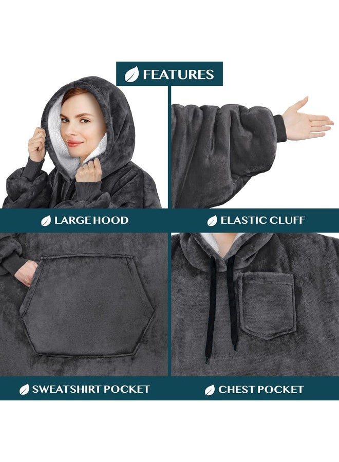 PAVILIA PAVILIA Blanket Hoodie for Women, Sherpa Wearable Blanket Men, Cozy Oversized Sweatshirt Blanket, Hooded Blanket Sweater - Image 3