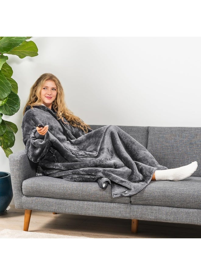 PAVILIA PAVILIA Blanket Hoodie for Women, Sherpa Wearable Blanket Men, Cozy Oversized Sweatshirt Blanket, Hooded Blanket Sweater - Image 5