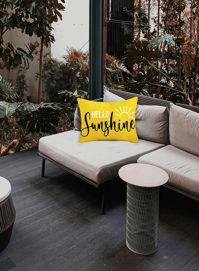 TAJWE Hello Sunshine Throw Pillow Cover 12x20 Inch Yellow Outdoor Waterproof Spring Summer Pillowcase Farmhouse Decorative Lumbar Cushion Case for Sofa Couch Patio Porch Decor - Image 2