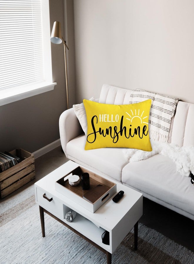 TAJWE Hello Sunshine Throw Pillow Cover 12x20 Inch Yellow Outdoor Waterproof Spring Summer Pillowcase Farmhouse Decorative Lumbar Cushion Case for Sofa Couch Patio Porch Decor - Image 4