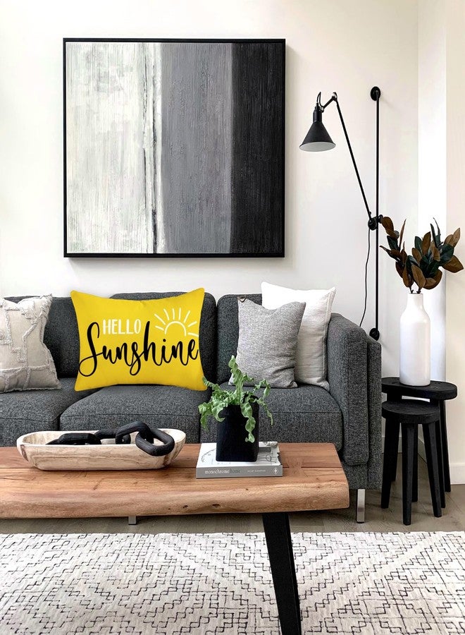 TAJWE Hello Sunshine Throw Pillow Cover 12x20 Inch Yellow Outdoor Waterproof Spring Summer Pillowcase Farmhouse Decorative Lumbar Cushion Case for Sofa Couch Patio Porch Decor - Image 3