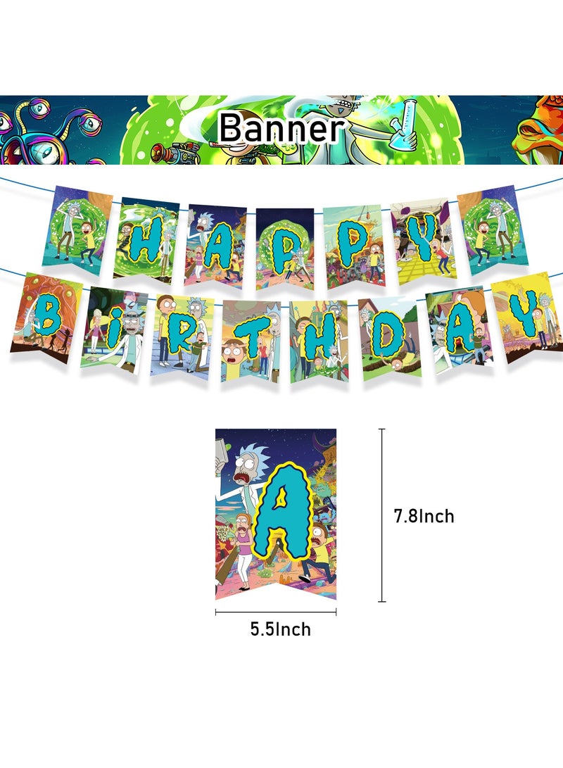 Rick and Morty Birthday Decoration With Ballons Toppers and Banner - Image 5