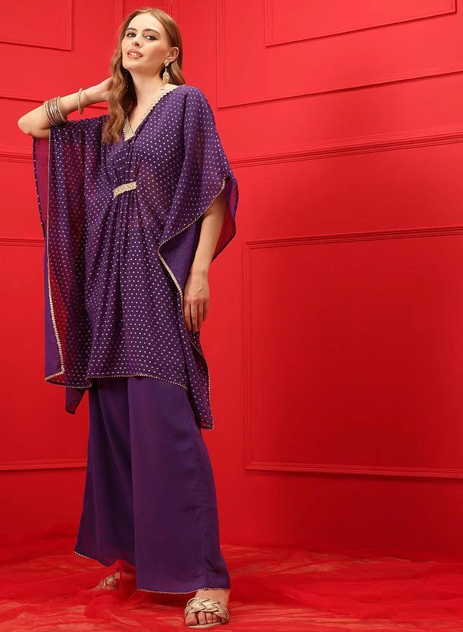STREET 9 Printed Lace Insert Top and Trousers Co-Ords