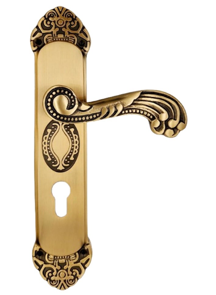 Door Handle Set, Antique Gold Brass Mortise - Image 2