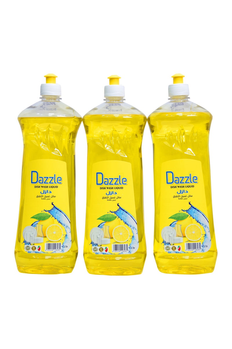 دازل عرض العبوة (عبوة من 3 قطع سعة 1 لتر): سائل غسيل الأطباق دازل بالليمون