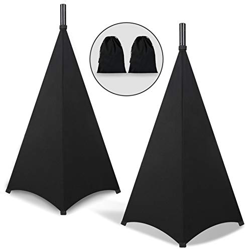 Dofilachy Speaker Stand Cover-DJ Bag with 360 Degree Cover, Speaker Tripod Scrim Cover for Speaker/Lighting with Free Travel Bag (Two Pack-Black) - Image 1