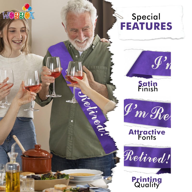 WOBBOX Happy Retirement Sash, Retirement Party Decorations-(1 Pcs) (FP4514) - Image 5