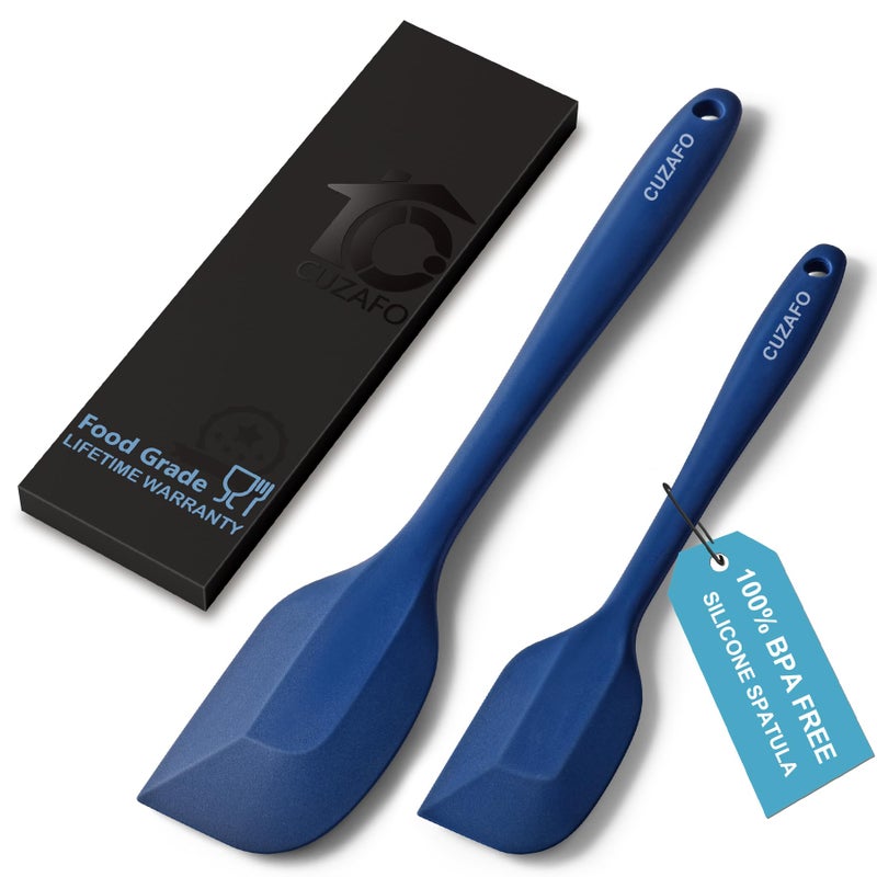 CUZAFO BPA Free Heat Resistant 600â„‰ Silicone Spatula, Turner Mixing Spatulas set Dishwasher Safe for Nonstick Cookware, Classic Blue - Image 1
