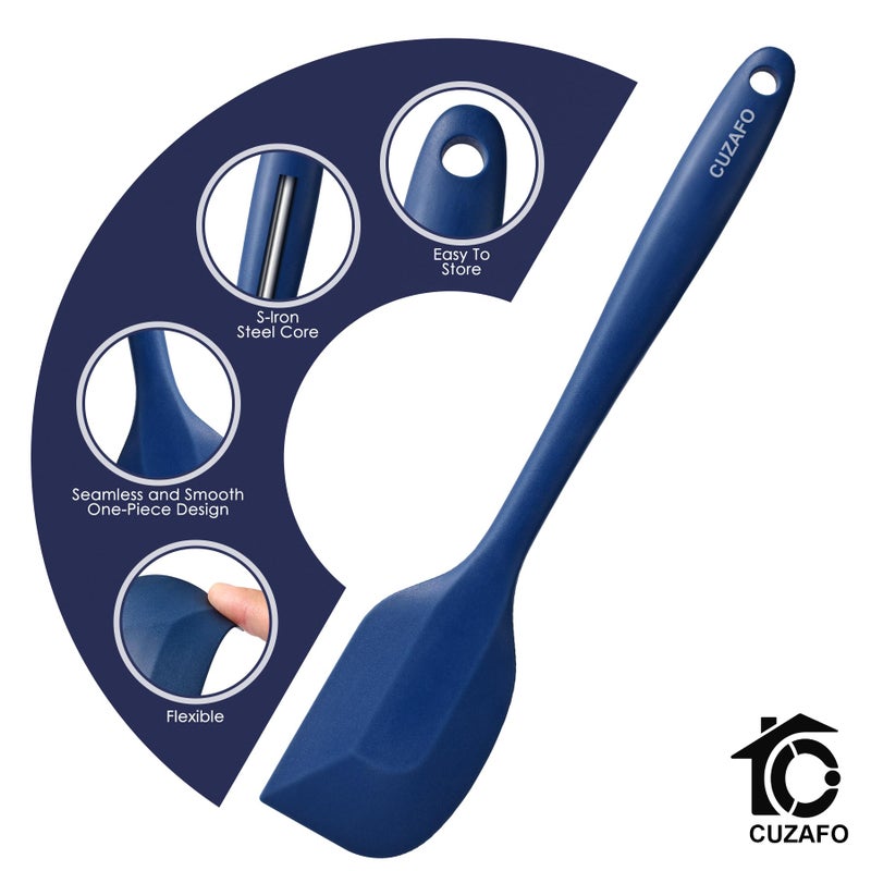 CUZAFO BPA Free Heat Resistant 600â„‰ Silicone Spatula, Turner Mixing Spatulas set Dishwasher Safe for Nonstick Cookware, Classic Blue - Image 4