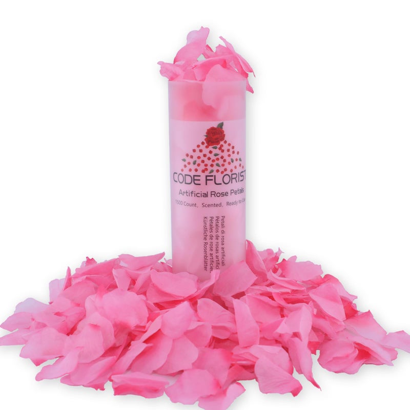 CODE FLORIST 1500 PCS Silk Rose Petals for Valentine's Day Fake Rose Petals for Romantic Night Wedding Proposal Anniversary Flower Decorations(Separated Scented Light Pink&Hot Pink) - Image 2