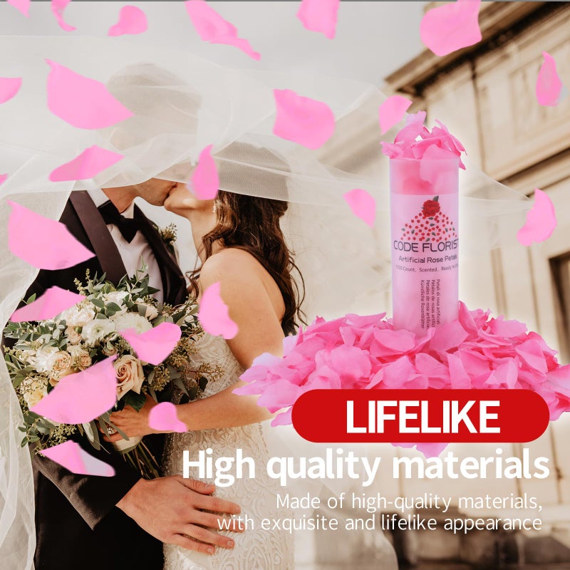 CODE FLORIST 1500 PCS Silk Rose Petals for Valentine's Day Fake Rose Petals for Romantic Night Wedding Proposal Anniversary Flower Decorations(Separated Scented Light Pink&Hot Pink) - Image 4