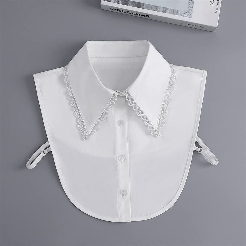 WENLOOY Fake Collar Detachable Blouse Dickey Collar Half Shirts Faux False Collar for Women & Girls Favors(Lace White), 0307-lace - Image 5