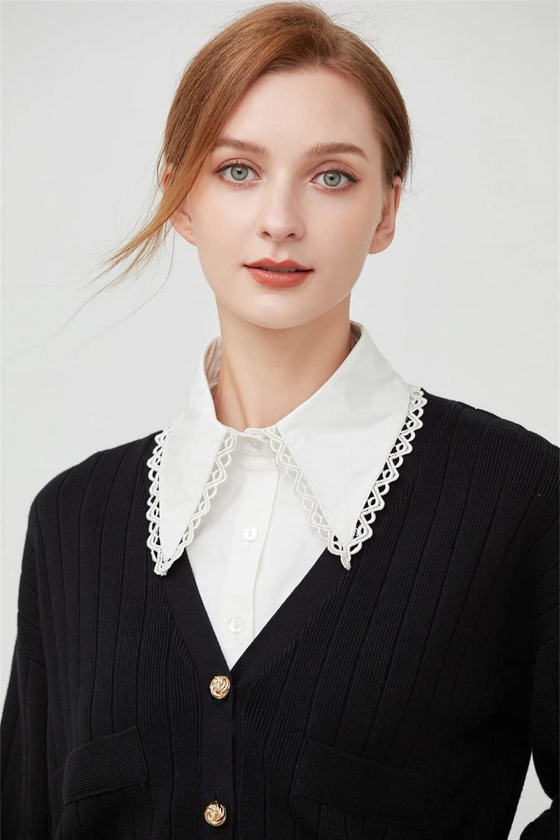WENLOOY Fake Collar Detachable Blouse Dickey Collar Half Shirts Faux False Collar for Women & Girls Favors(Lace White), 0307-lace - Image 2