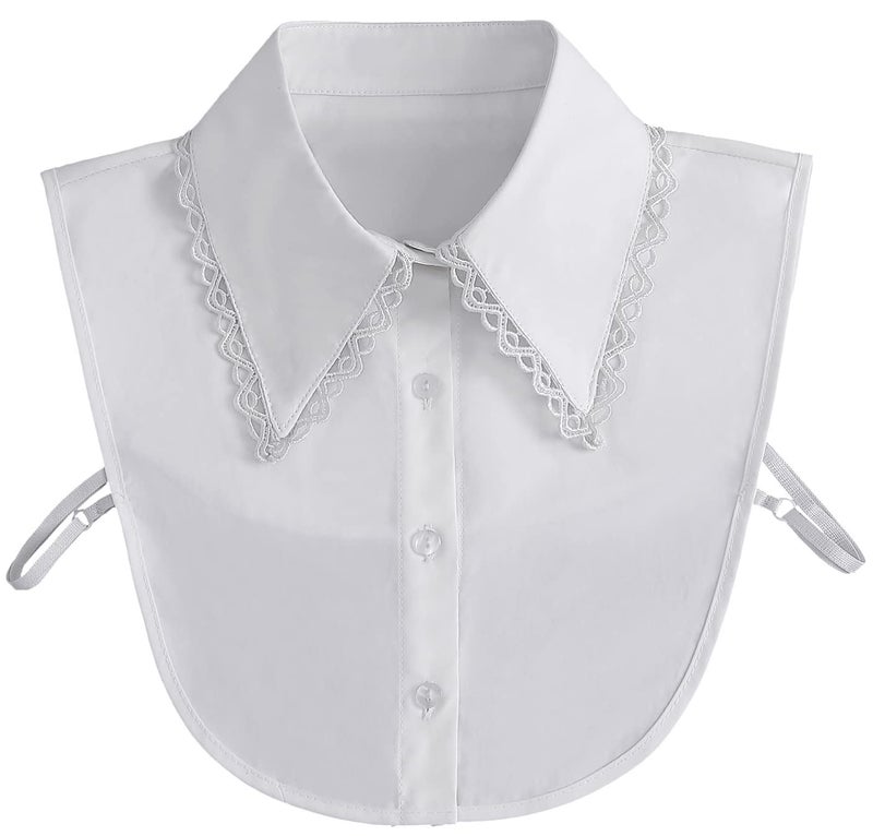 WENLOOY Fake Collar Detachable Blouse Dickey Collar Half Shirts Faux False Collar for Women & Girls Favors(Lace White), 0307-lace - Image 1