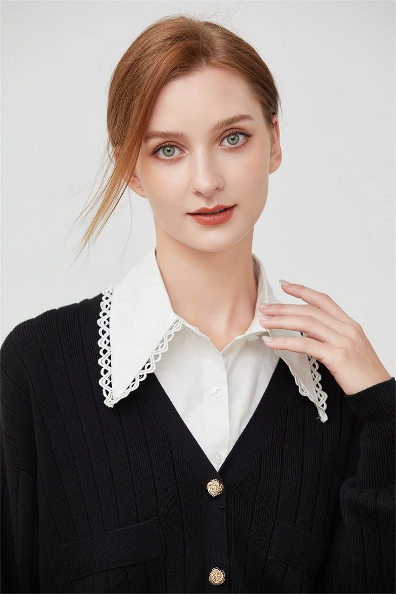 WENLOOY Fake Collar Detachable Blouse Dickey Collar Half Shirts Faux False Collar for Women & Girls Favors(Lace White), 0307-lace - Image 4