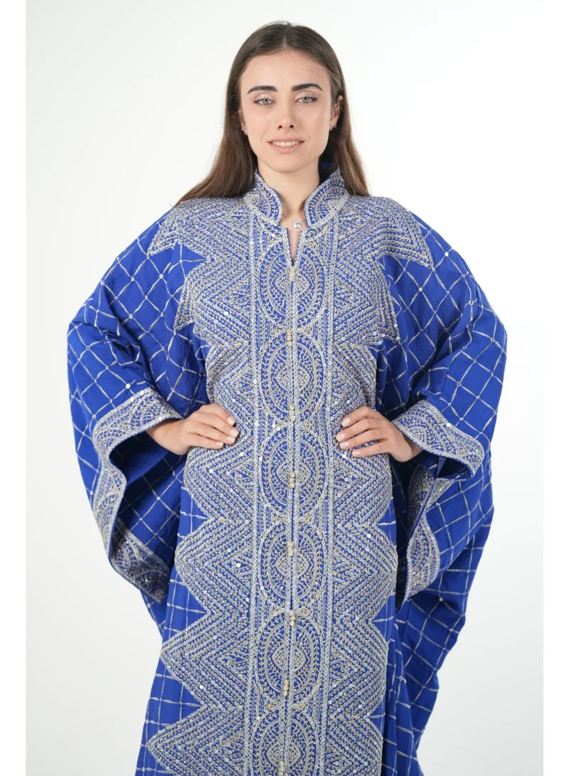 البنت الشرقية جلابية نسائية مطرزة واسعة مع حزام داخلي مقاس موحد