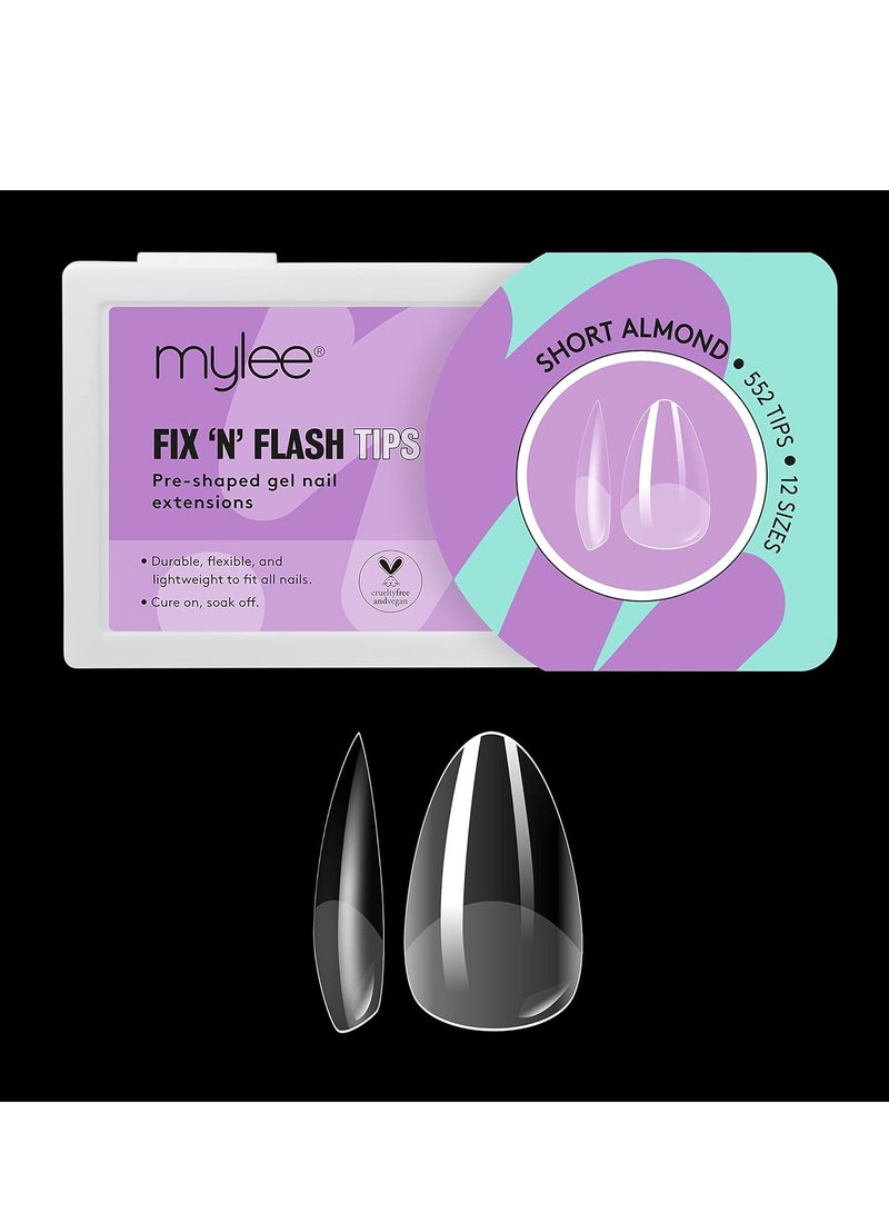 mylee Fix N Flash Soft Gel Tips Short Almond 552 PCS Full Cover Soft Gel Nail Tips Nail Art Extensions Flexible and Resistant 12 Different Sizes Fit All Nails - Image 1