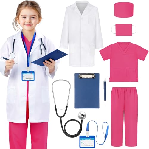 Joycover Doctor Costume for Kids Kids Scrubs Halloween Costumes For Girls Boys Doctor Dress up Play Kit - Image 1