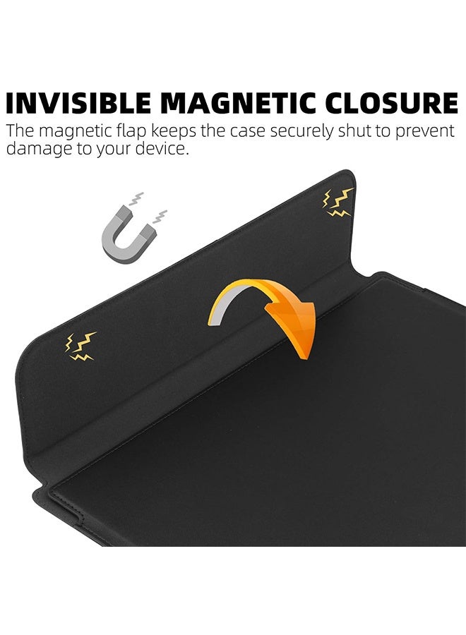 جراب كمبيوتر محمول مقاس 13.3 بوصة جراب جلد PU متوافق مع MacBook Air M1 M2 2022-2018 / MacBook Pro 13 M2 2022-2016 ، Surface Pro 8 2021 / Surface Go 3 2021 ، حقيبة بكم مع حامل أسود - Image 3