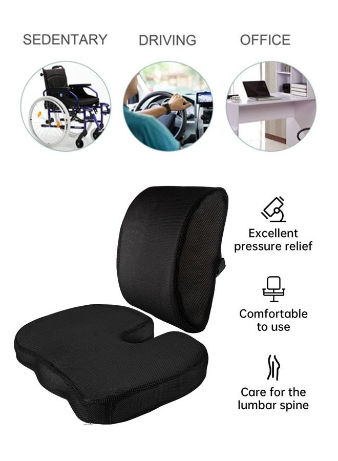 Seat Cushion and Lumbar Support Pillow for Office Chair-Gel Infused Orthopedic Car Seat Cushion Memory Foam Back Support Cushion for Lower Back Pain Tailbone  Sciatica Pain Relief Black  - Image 1